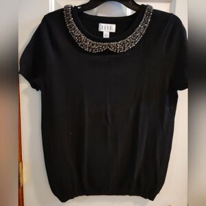 ELLE Black Embellished Collar Top